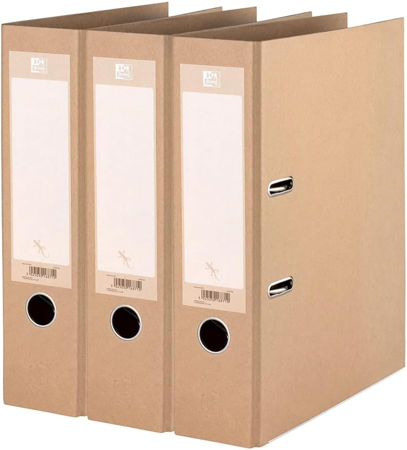 Oxford A4 Lever Arch Files Eco 80mm Spine Pack of 3 Natural Kraft