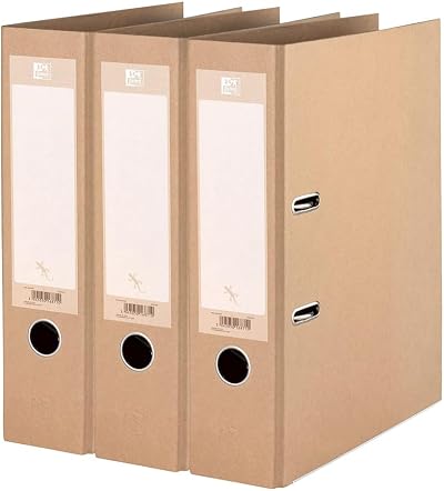 Oxford A4 Lever Arch Files Eco 80mm Spine Pack of 3 Natural Kraft