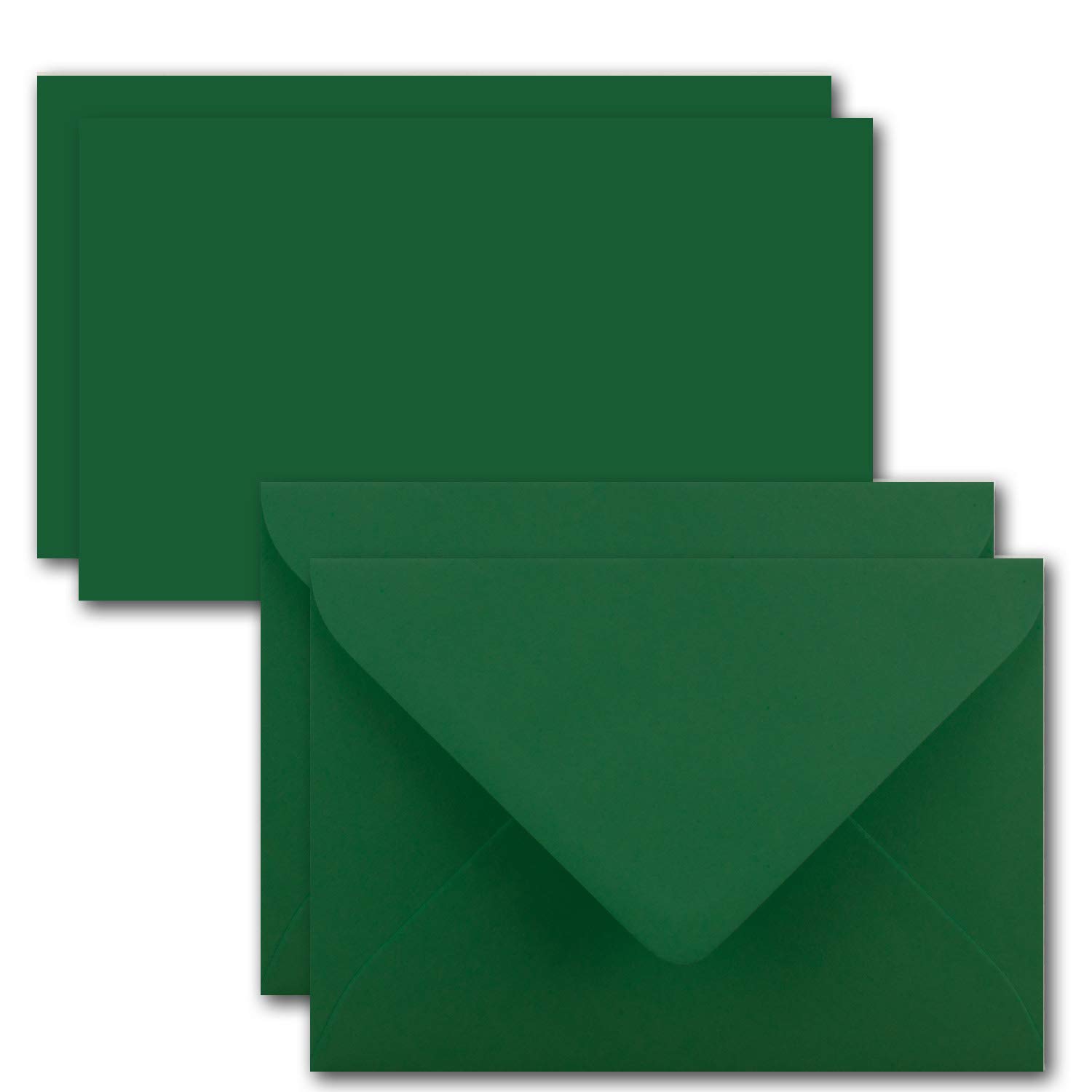 Set of 25 Cards with Envelopes, DIN A7 10.5 x 7.3 cm, Dark Green with Envelopes C7