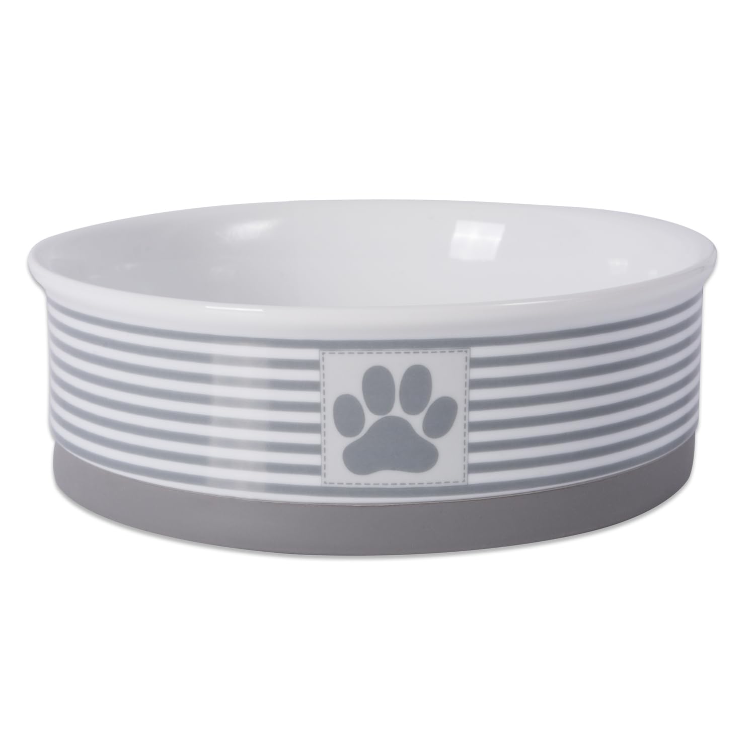 Bone Dry Paw & Patch Ceramic Pet Collection, Large Bowl, 7.5x2.4, Gray