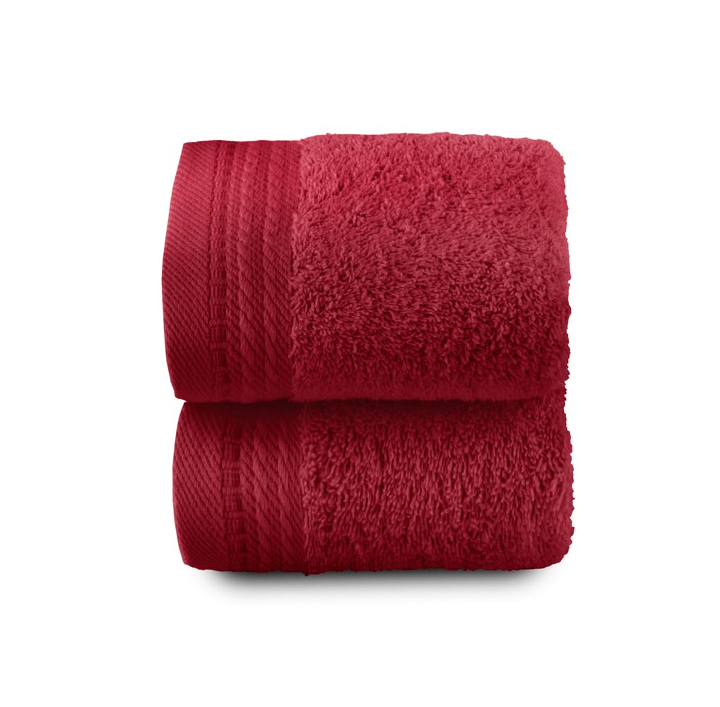Top Towel - Premium - Large Bath Towels - Bath Towels - 2 Face Towels or Bidet -30x50cm - 100% Cotton - 600g - Maroon