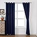 Sleep Well Blackout Curtains Toxic Free Energy Smart Thermal Insulated,52 W X 84 L Inch,Grommet Top,Set Of 2 Panels Navy Curtains