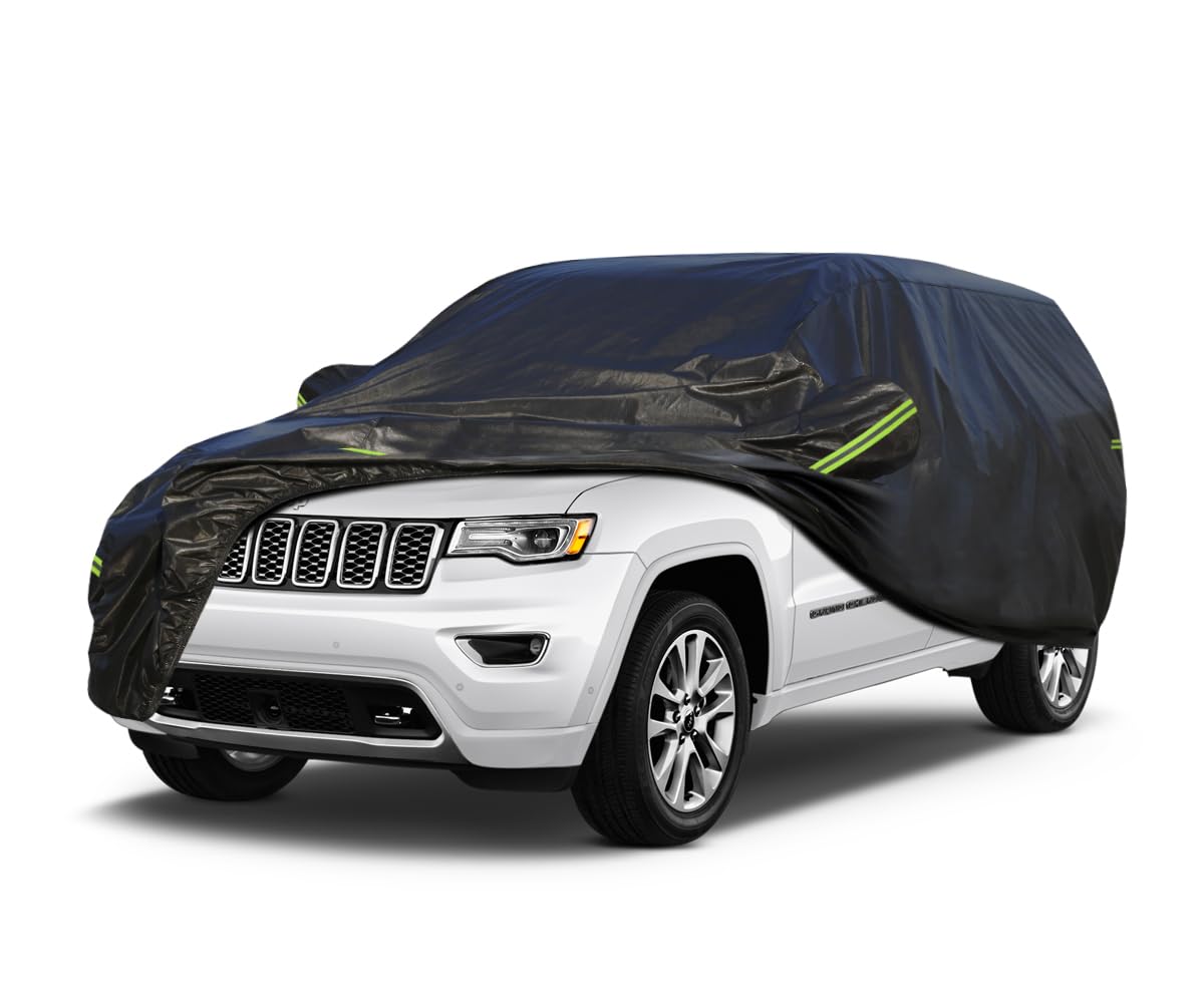 Photo 1 of KouKou Waterproof SUV Car Cover Suitable for Jeep Cherokee from 2013 to 2025, 7 Layers Windproof All Weather Waterproof Outdoor Cover Sun Rain UV Dust Snow Protection. Black