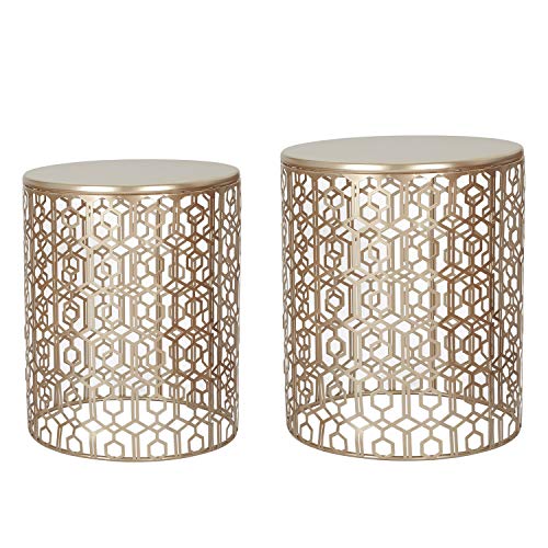 Joveco End Tables Set of 2 Coffee Table Decorative Nesting Round Gold