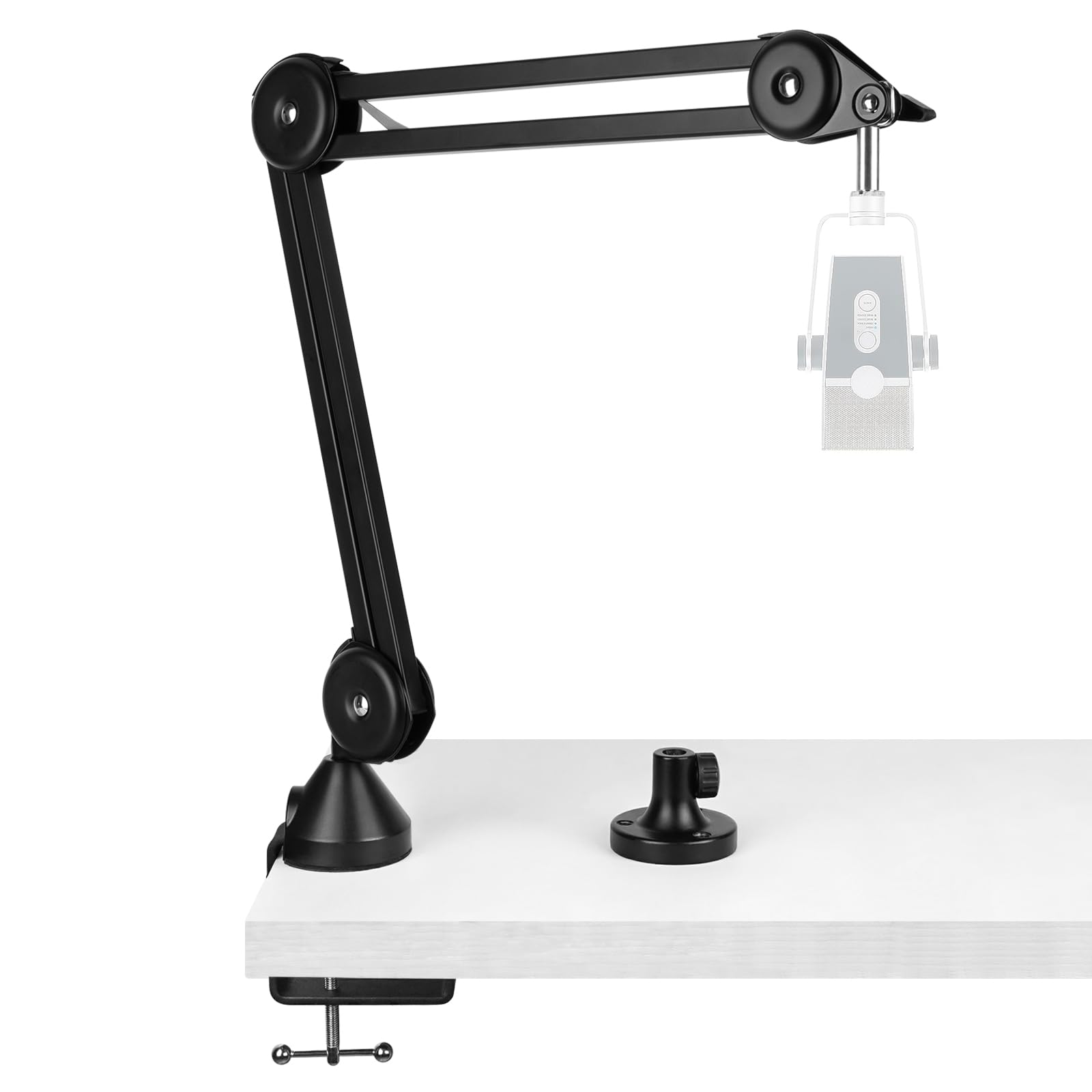 Geekria for Creators Microphone Arm Compatible with AKG Lyra Ultra-HD, P120, P220, C214 Mic Boom Arm Adapter with Tabletop Flange Mount, Suspension Stand, Desk Holder