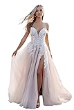 Loyeloy Lace Beach Wedding Dresses for Women Bride