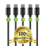 Micro USB Cable Android, THUSTAR Family 5-Pack (1ft, 3ft, 6ft) USB to Micro USB Cables High Speed USB2.0 Sync and Charging Cables for Samsung, HTC, Motorola, Nokia, Kindle, MP3, Tablet and more