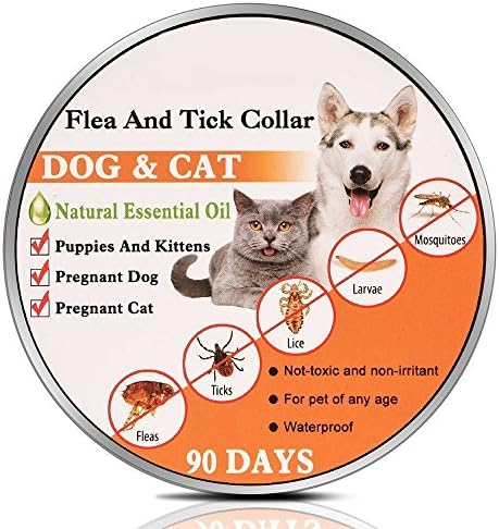 Flea and Tick Collar, ROMUCHE Flea and Tick Control Fits All Age or Size of Dog &amp; Cat-90DAYS Revolution Flea Control Natural Essential Oils and Safe-Flea and Tick Control for Pet