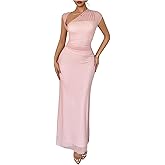 Floerns Women's Cut Out Asymmetrical Neck Long Dress Sleeveless Formal Prom Bodycon Dresses