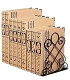 Decorative Heavy Duty Office Bookends for shelves or Kitchen - Metal Large Book Ends - Vintage Design and Tall (Pack of 1)