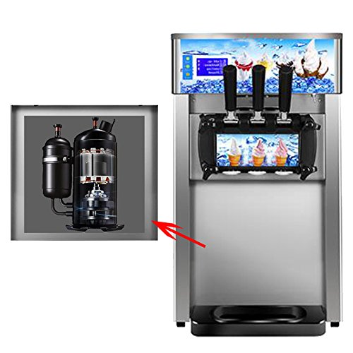 zinnor Ice Cream Machine, Commercial Soft Ice Cream Making Machine 1200W 3 Flavors 110V 18L/H Ice Cream Maker Frozen Drink Maker USA Shipping
