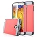 Note 3 Case, Galaxy Note 3 Case - ULAK Hybrid Slim Hard Back Case Cover Rubber Bumper 2in1 Daul Layer w/ Card Storage for Samsung Galaxy Note 3 III N9000 (Coral Pink/Gray)