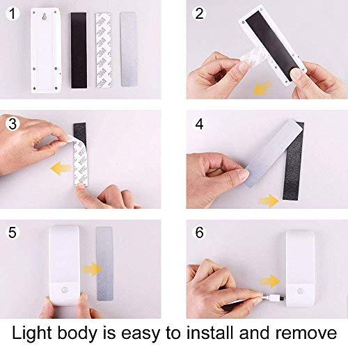 LED Nachtlicht mit Bewegungsmelder, Movaty 2 Stück USB Wiederaufladbare Nachtlampe Auto ON/OFF mit Lichtsensor,Wand- oder Schrankbeleuchtung(Weiß Licht)