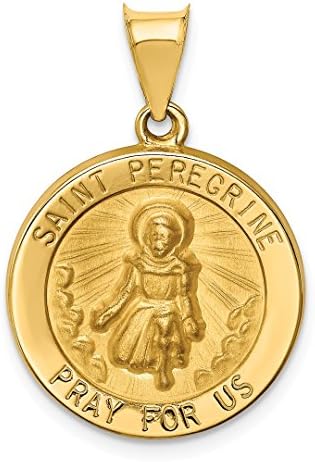 ICE CARATS14k Yellow Gold Saint Peregrine Medal Necklace Pendant Charm Religious Patron St Fine Jewelry For Women Gifts For Her