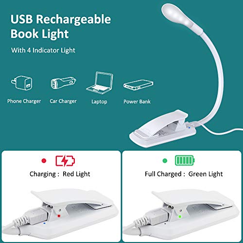 Reading Light, Bovon 360° Flexible Clip on Book Light, 7 LED 3-Level Brightness (Warm & Cool), USB Rechargeable, Touch Switch, Eye Care Mini Night Reading Lamp for Bed, Desk, E-Reader, etc - Thumbnail 4