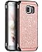BENTOBEN Case for Galaxy S7 Edge, Luxury Glitter Bling 2 in 1 Hybrid Hard Covers Laminated Sparkly Shiny Faux Leather Chrome Shockproof Bumper Protective Case for Samsung Galaxy S7 Edge, Rose Gold
