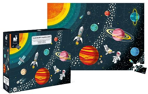 Janod 100 Piece Educational Solar System Floor Puzzle – Ages 5+ - J02678