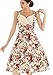 1950s dress Polka Flower Pattern Retro Vintage Style Cocktail Party Swing BEIGE S
