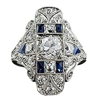 FEDULK Womens Luxury Rings Topaz Sapphire Wedding Engagement Novelty Couples Lover Gifts Hollow Jewelry Rings(Multicolor, 10)