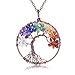 Uniki Tree of Life Pendant Amethyst Rose Crystal Necklace Gemstone Chakra Jewelry (Red Agate)