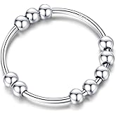 BLBLJERY Fidget Anxiety Ring for Women, 925 Sterling Silver/Gold Spinning Fidget Ring with Bead - Stress Relief Jewelry Ideal Gift, Thumb Rings for Anxiety