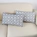 Slow Cow Linen Embroidered Lumbar Cushion Cover Pillowcase Geometric Pattern Designs Rectangular Throw Pillow Cover 12 x 20 Inches Navy Blue