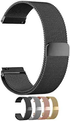 Cbin Quick Release Bracelet - Choice of Color and Width 14mm / 16mm / 18mm / 20mm / 22mm / 24mm Stainless Steel Fully Magnetic Closure Milanese Watch Bands for Men and Women (14mm, Black)