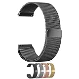 Cbin Quick Release Bracelet - Choice of Color and Width 18mm / 20mm / 22mm / 24mm Stainless Steel Fully Magnetic Closure Milanese Watch Bands for Men and Women (Black, 24mm)