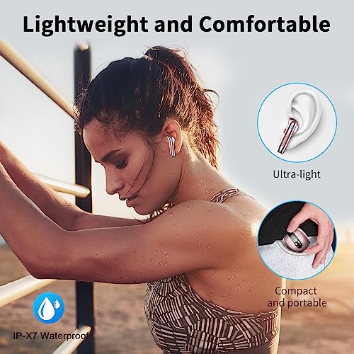 Drsaec Bluetooth Headphones, In-Ear Headphones, Wireless Bluetooth 5.3 Headphones with 4 Mics, ENC Noise Cancelling Wireless Earbuds, 48H Deep Bass, IP7 Waterproof Earphones, LED Display