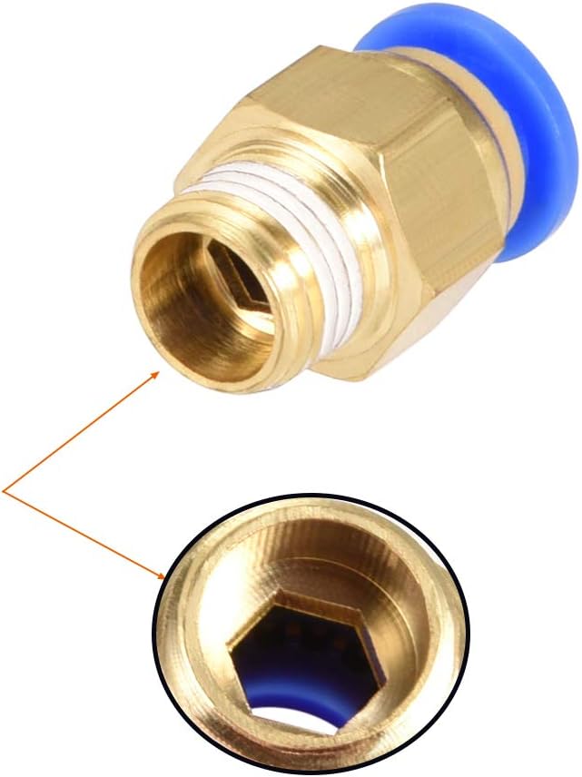 sourcing map Straight Pneumatic Push to Quick Connect Fittings G1/8 Male x 6mm Tube OD 10pcs, Gold,blue, G1/8 x 6mm - Image 5