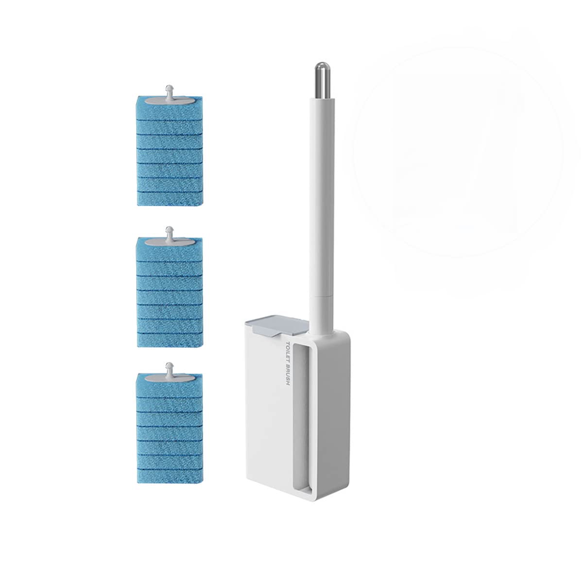 Lichi Disposable Toilet Brush Set, Wall Mounted Toilet Wand Kit with Holder Bracket, Toilet Cleaning System with 21 Toilet Brush Head Replacement Refills