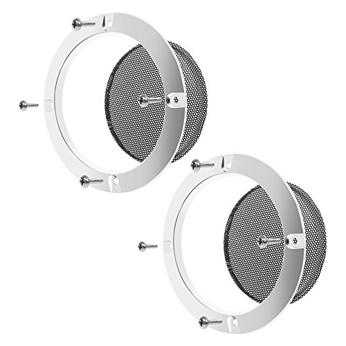 BCP 2 pcs 4 inch Silver color Ring Black Mesh Speaker Decorative Circle Subwoofer Grill Cover Guard Protector with Screw