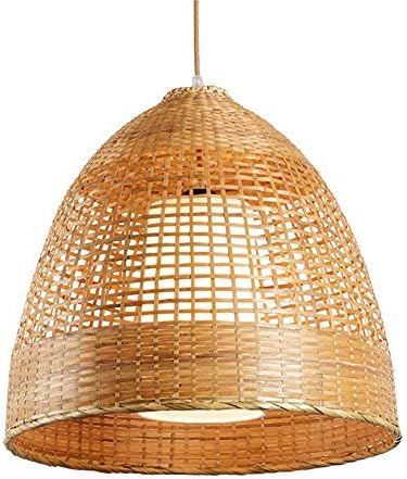 SEEKSUNG Hard Disk Wired Chandelier, Bamboo Woven Handmade Chandelier Personality Decoration Ceiling Lamp E27 Restaurant Hotel Teahouse Bamboo 40X40cm [Energy Class A +] [Energy Class A]