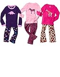Leveret Girls 2 Piece Pajama Cotton Top & Fleece Pants (Size 2-14)