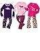 Leveret Girls 2 Piece Pajama Cotton Top & Fleece Pants (Size 2-14)