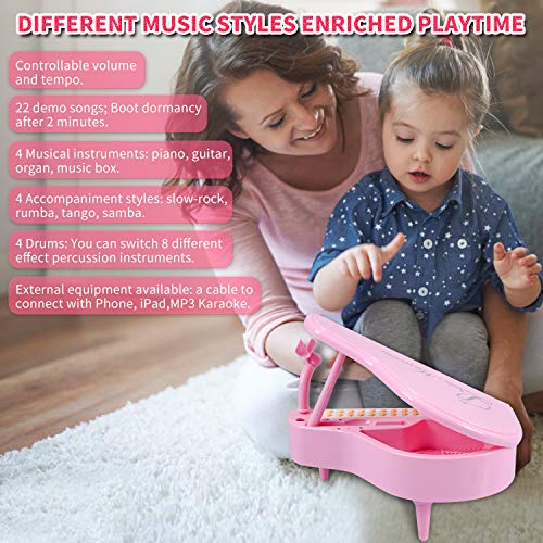 BAOLI Piano Keyboard Birthday Gift Toddler Multi Functional Electronic Instrument - Musical Toy with Microphone 31 Keys (Pink, Medium) - Thumbnail 4