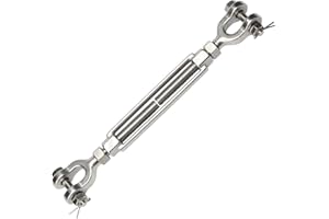 Kcgani 5/8" Heavy Duty Jaw and Jaw Turnbuckle, 304 Stainless Steel Jaw Jaw Turnbuckle 5000lbs Working Load Limit, Turnbuckle Hook for Cables Wire Rope Tension Shade Sail Hardware, 5/8" x 6"