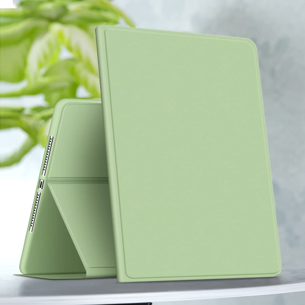VAGHVEO Case for iPad Air 11-Inch M3/M2 (2025/2024)/ Air 5th/4th Generation 10.9 inch(2022/2020) Cover with Pencil Holder, PU Leather Shockproof Cases Shell with Flexible Soft TPU Back, Light Green