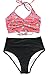 CUPSHE Women’s Bikini Swimsuit Floral Print Halter Lace Up Two Piece Bathing Suit