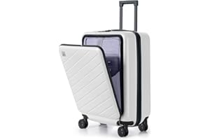 AnyZip Carry On Luggage 20'' Suitcase with Pocket Compartment ABS+PC Spinner Wheels TSA Lock White