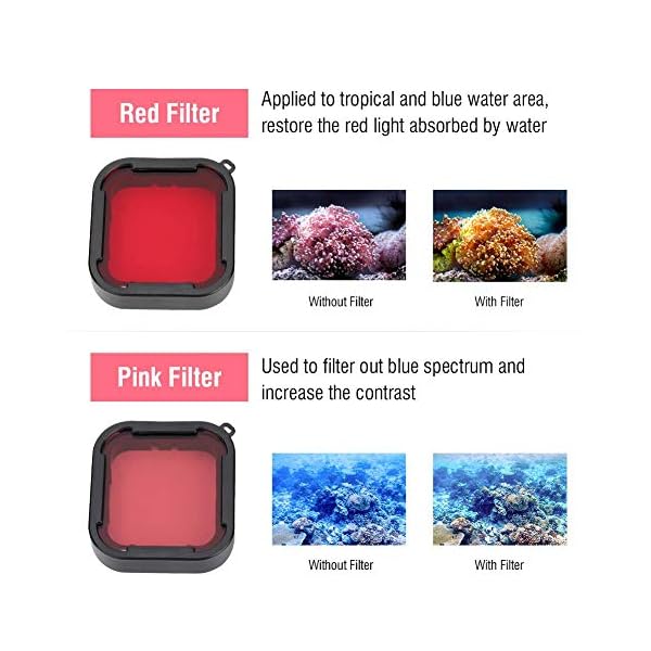 3 STÜCKE Tauchen Objektiv Filter Set für Gopro Hero 5/6 Action Kamera,Optisches Glas Tauchfilter Wasserdichtes Zubehör… – Bild 4
