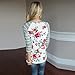 XUANOU Women Casual Floral Printed Splice Stripe Pullover Blouse Tops T Shirt (Large) White