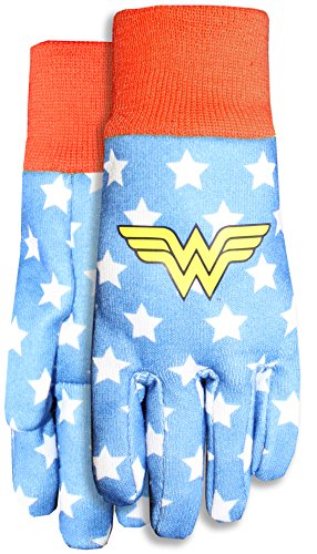MidWest DCW102TH8 Wonder Woman Kids Jersey Garden Gloves, Red/Blue