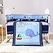 Wowelife Blue Crib Bedding Sets Sea Octopus and Whale Baby Crib Sets 7 Piece(Blue-7 Piece)