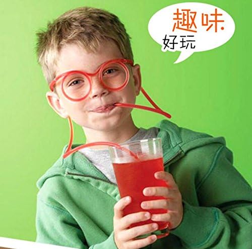 5pcs New fashion cartoon crazy DIY straw creative funny glasses eyewash