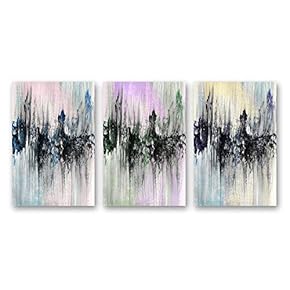 Canvas Wall Art Original Design Abstract Ink Style Painting Artwork for Home Prints Framed - 16"x24" x 3 Panels
