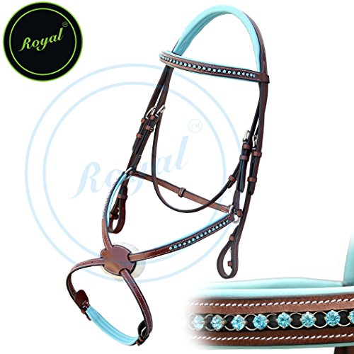 Royal Fancy Square Raised Anatomic Bridle with PP Rubber Reins/Vegetable Tanned Leather/Brass Buckles.