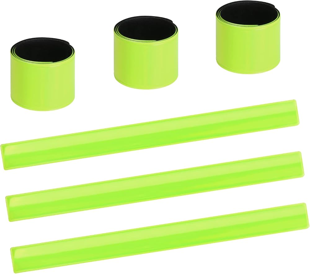 URAQT Reflector Strips 6 Pcs Reflective Snap Band Green Wrist/Ankle Safety
