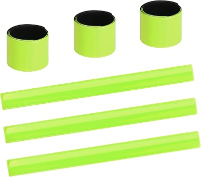 URAQT Reflector Strips 6 Pcs Reflective Snap Band Green Wrist/Ankle Safety