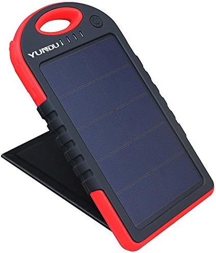 YUNDU Patented Solar Charger Fast Charging High Efficient Double Foldable 2.2 W Panel with 5000mah Power Battery (Red)